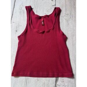 SKIMS Tank Top Womens 2X Red Ribbed Fitted Minimalist Basics Scoop Neck